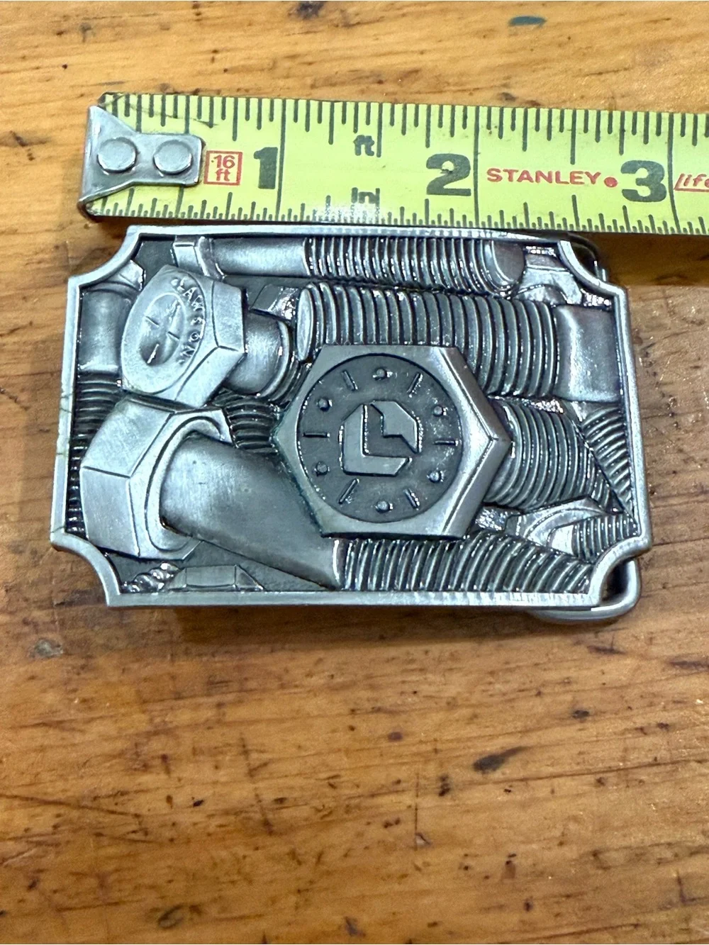 Vintage Lawson Belt Buckle 1978 Nuts & Bolts Solid- Silver Tone
